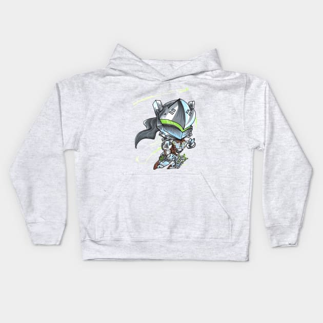 genji overwatch chibi Kids Hoodie by Geeky Gimmicks